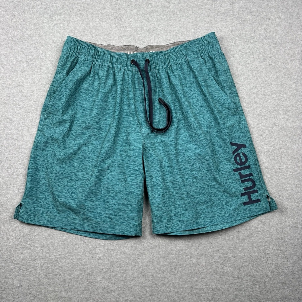 Hurley Board Shorts Mens XL Blue 8" Lined Elastic Waist Surf Swim Beach Pool